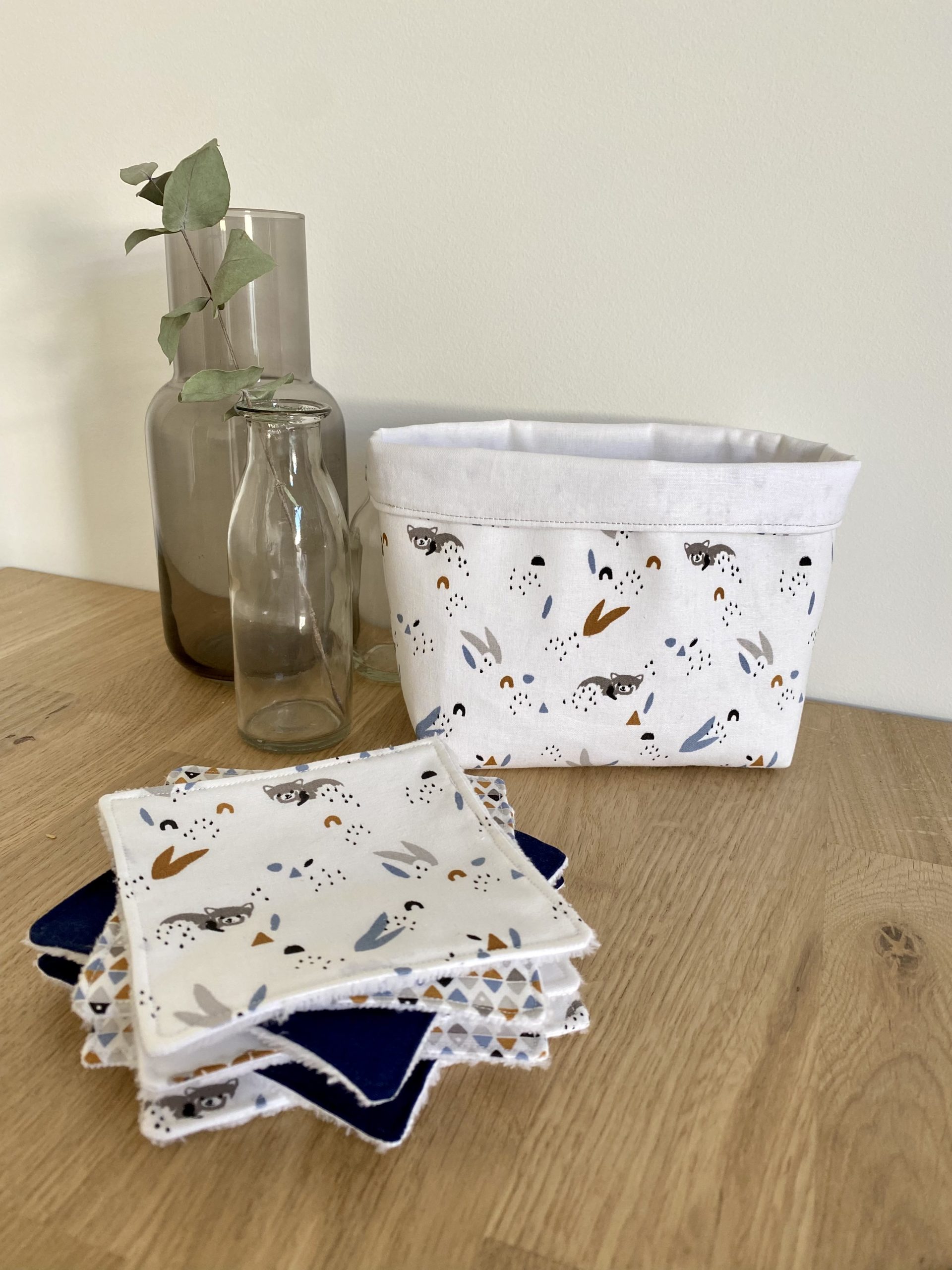 Panier et cotons - Les petits racoon
