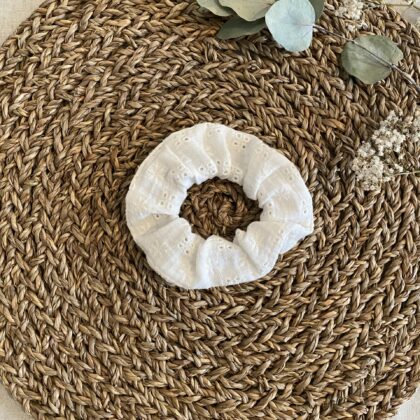 Chouchou - Broderie anglaise blanche