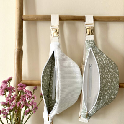 LES SACS BANANE EN COTON ET VELOURS - CELESTE