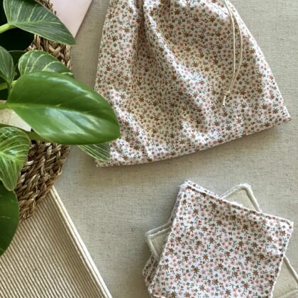 POCHON DE RANGEMENT ET SEMAINIER DE COTONS - COLLECTION JEANNE