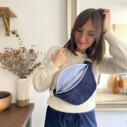 SAC BANANE EN VELOURS UPCYCLÉ - VICHY