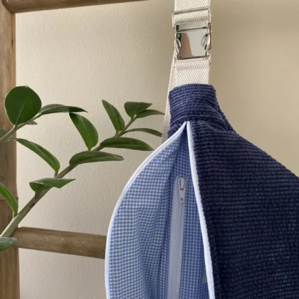 SAC BANANE EN VELOURS BLEU - VICHY