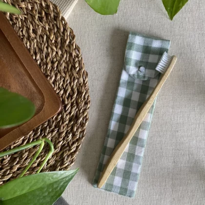 ÉTUI BROSSE À DENTS - COLLECTION VICHY VERT