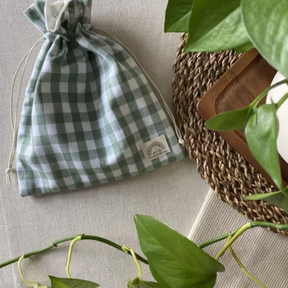 POCHON DE RANGEMENT - VICHY VERT