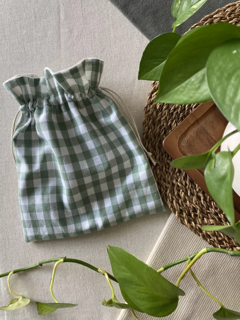 POCHON DE RANGEMENT - VICHY VERT