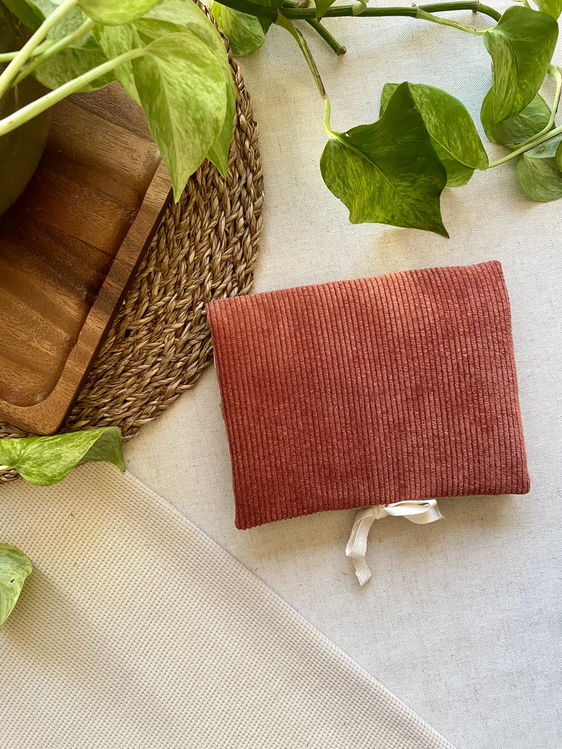 RANGE-BARETTES ENFANT - VICHY BEIGE / VELOURS TERRACOTTA