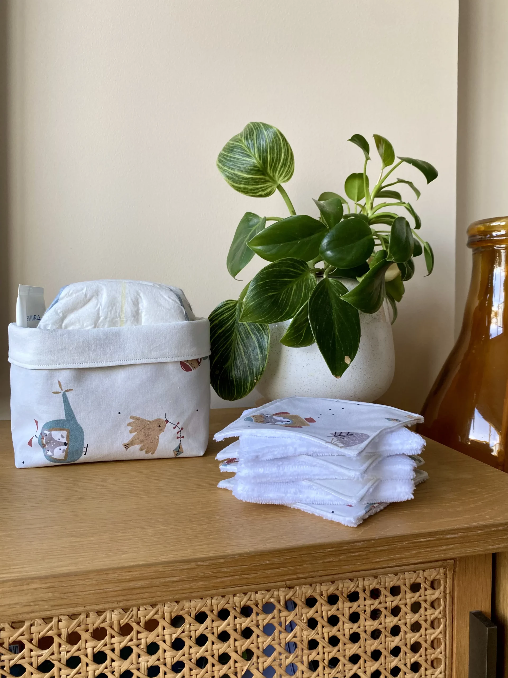 PANIER DE RANGEMENT ET SEMAINIER DE COTONS LAVABLES - LOÏS