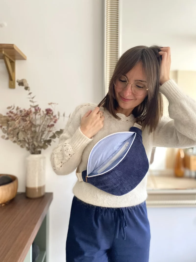 SAC BANANE EN VELOURS UPCYCLÉ - VICHY