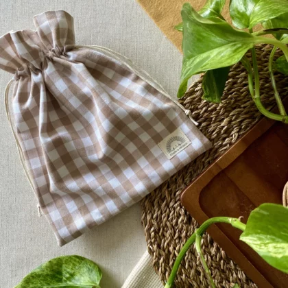 POCHON DE RANGEMENT - VICHY BEIGE