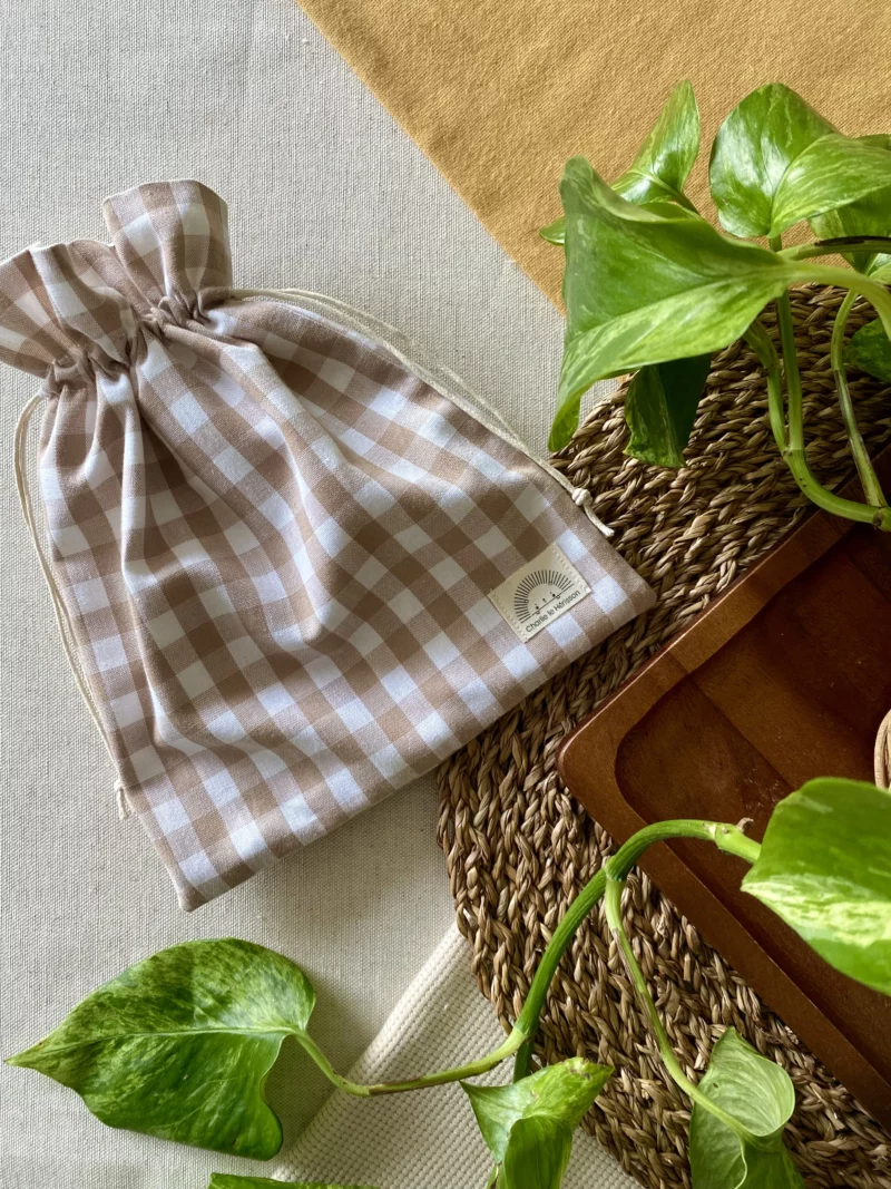 POCHON DE RANGEMENT - VICHY BEIGE