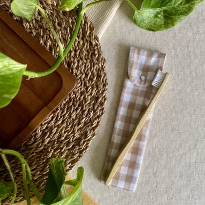 ÉTUI BROSSE À DENTS - COLLECTION VICHY BEIGE