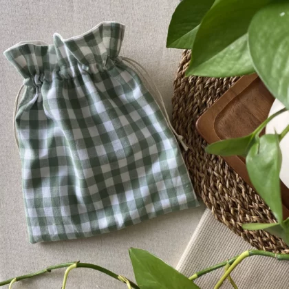 POCHON DE RANGEMENT - VICHY VERT