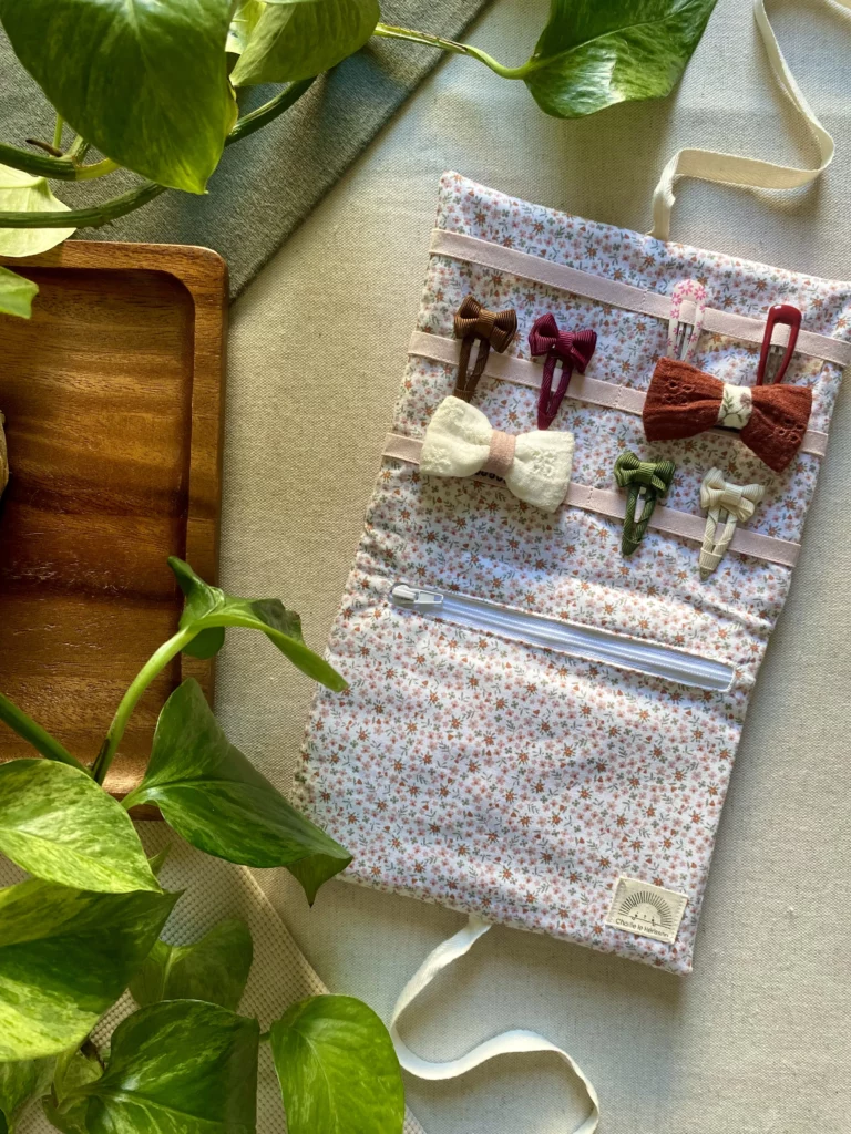 RANGE-BARETTES ENFANT - JEANNE / VELOURS ROSE