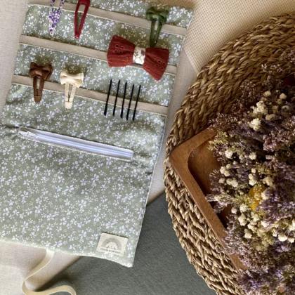 RANGE-BARETTES ENFANT - CÉLESTE / VELOURS BLANC