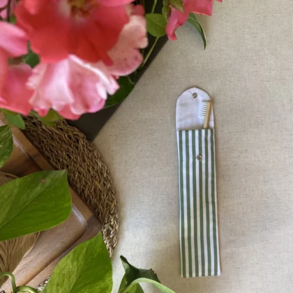 ÉTUI À BROSSE À DENTS - RAYURES VERTES