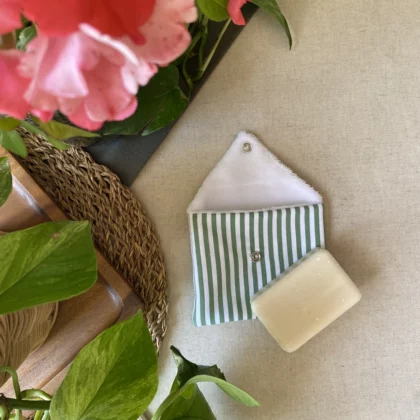 ÉTUI À BROSSE À SAVON - RAYURES VERTES