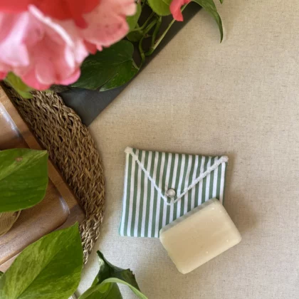 ÉTUI À BROSSE À SAVON - RAYURES VERTES